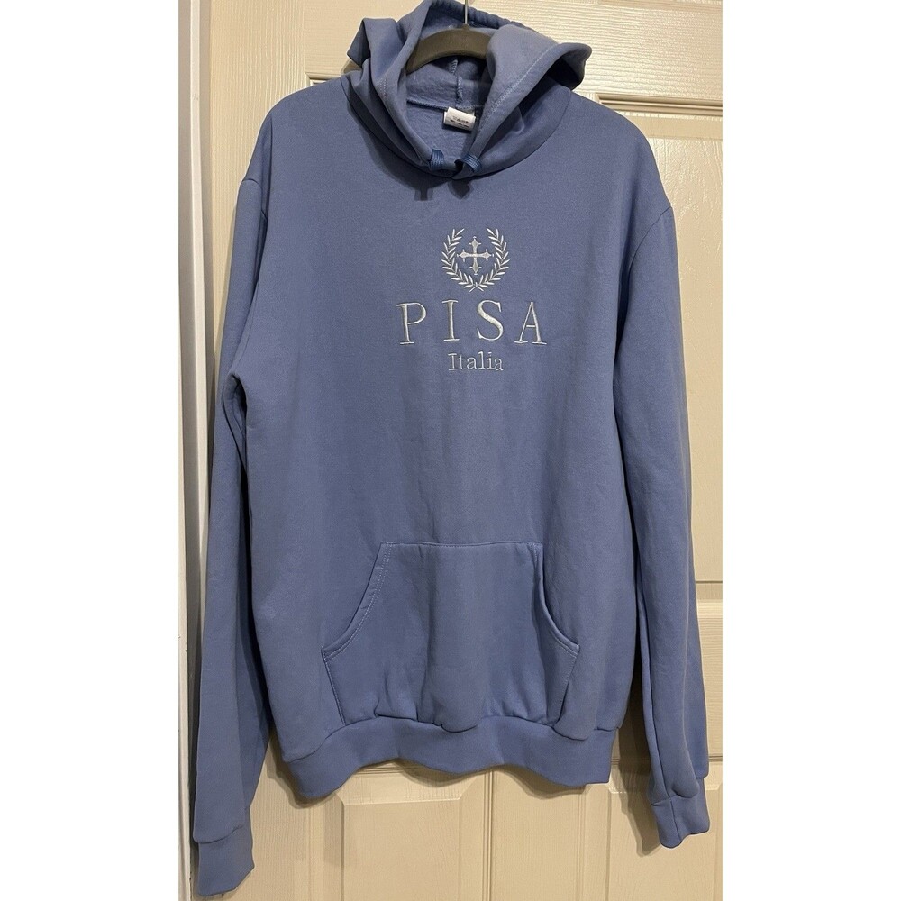 Sublima Pisa Italia Embroidered Pullover Hoodie Blue Fleece XXL Made In Italy